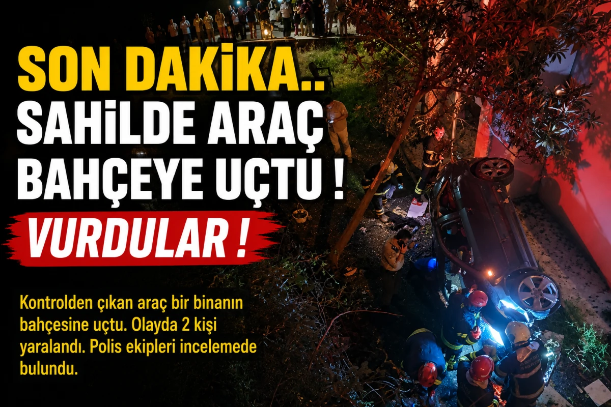 Değirmendere sahilde ara&ccedil; binanın bah&ccedil;esine u&ccedil;tu !