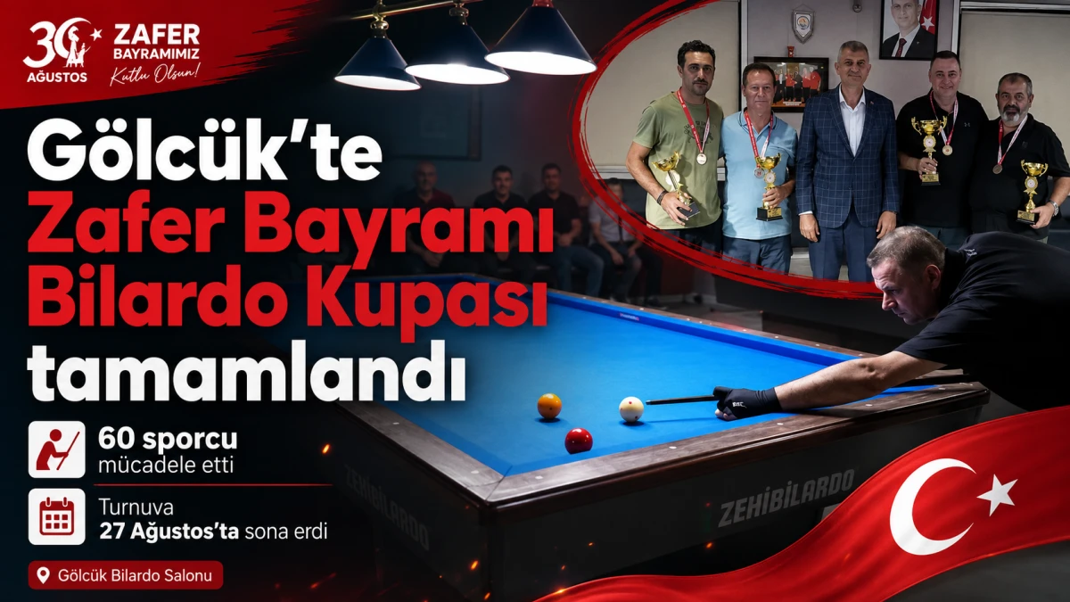 G&ouml;lc&uuml;k&rsquo;te 30 Ağustos coşkusu bilardo turnuvasıyla yaşandı