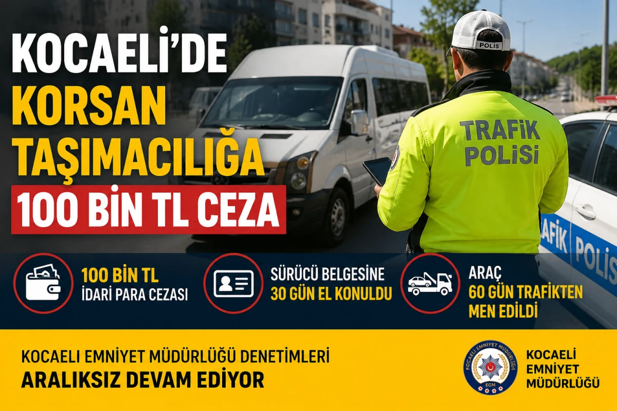 Kocaeli&rsquo;de korsan taşımacılığa 100 bin TL ceza